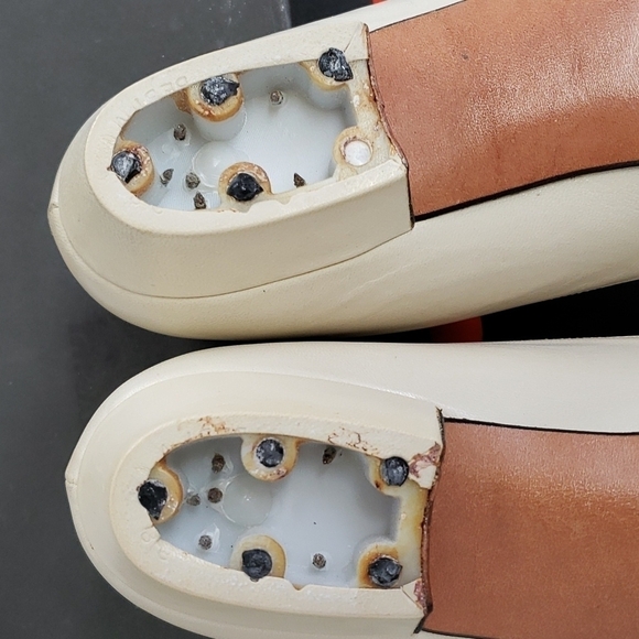 Anne Klein Whips Kid Leather Ivory 1" Heel Flats 8N Snake Look In Original Box - Picture 10 of 14
